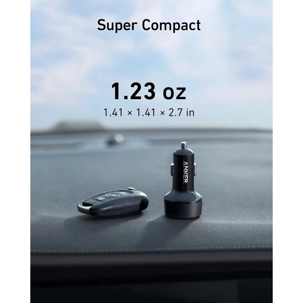 Anker PowerDrive PD+ 2 33W 2-Port USB-C USB-A Fast Car Charger Adapter Black New